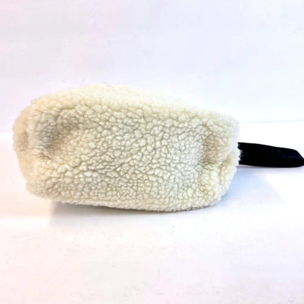 Kate Spade New York Sherpa Cream Fleece Cosmetic Bag Pouch Womens Small